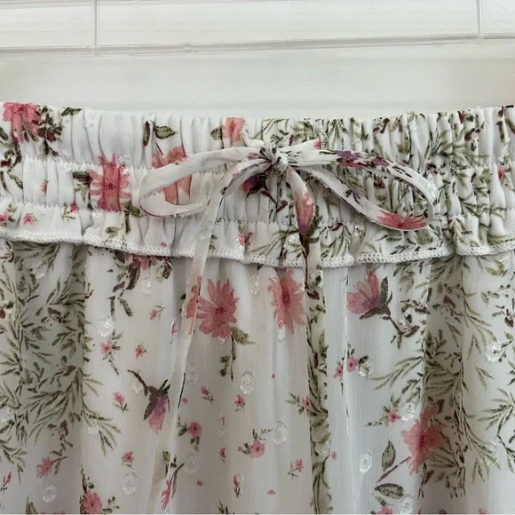 Mi Ami Ruffled Floral Skirt stretch Waste with Tie Front Size S - Picture 2 of 11